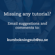 Image of hands pointing at a computer. Text: email suggestions to kursbokningsub@su.se