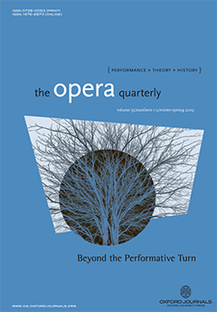 Omslaget av The Opera Quarterlys temanummer Beyond the Performative Turn.
