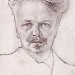 August Strindberg målad av Carl Larsson, 1899. Kol och olja på duk. Bild: Wikimedia commons.